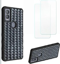 Generic Phone Case with 2 pcs Temp. Glass Lthr Silicone black