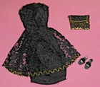 Vintage Barbie, Babs, Lilli, Tressy Black Satin N Lace Cocktail Dress  1960s