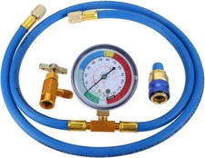 R134a Recharge Hose Kit with Gauge, 51'' AC Refrigerant Recharging Blue 