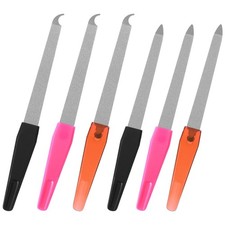 6 Pcs Stainless Steel Finger Nail Files Non Slip Handle for Natural Nails