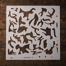 6x6 Camouflage Stencil Template - Reusable Military Army inches, White