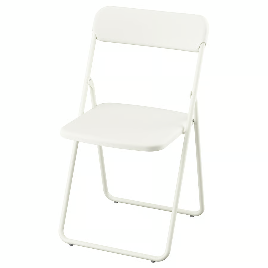 IKEA VIHALS Folding Chair White Lightweight Steel & Plastic Guest