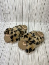 New Toms Susie Eva Slippers Womens US 7 Slides Fur Leopard Vegan Sandals Bottoms