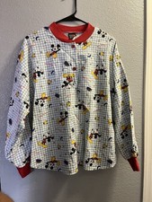 Vintage Disney World Plaid Pajama Shirt Sleeping Mickey Mouse Sleep Wear Unisex