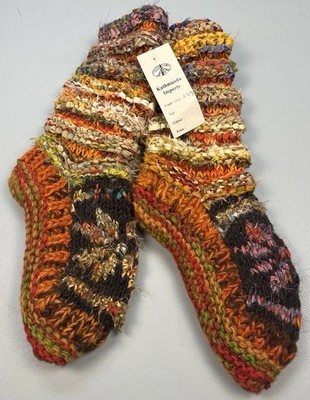 Kathmandu Imports Handmade Wool Knit Socks Slipper Boho Chunky Himalayan NWT