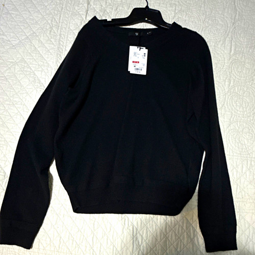 Uniqlo, Uniqlo Cashmere Knit Crew Neck Long Sleeve Pullover Sweater Black Men M