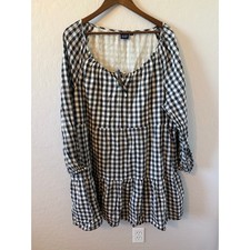 GAP Black Gingham Check Peasant Dress | Size XXL | Boho Cottagecore Style