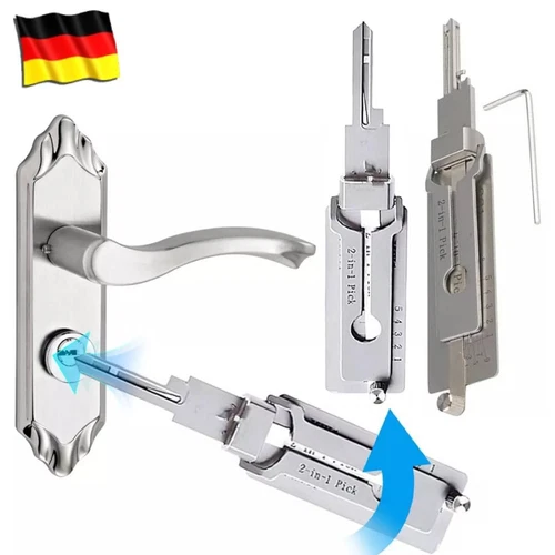 Key Decoder Edelstahl 2in1 Schloss Pick Hook Schlüssel Wartung Reparatur Set