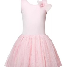  NWD Flo Dancewear Big Girls Classic Bow Ballerina Tutu Sleeveless Dress Pink L