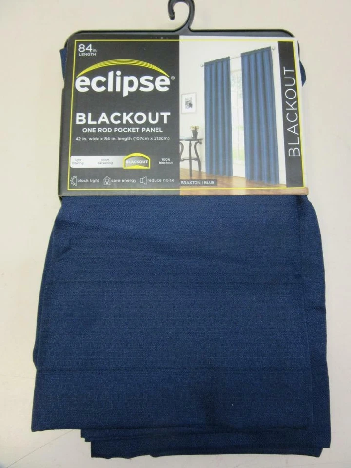 Eclipse Braxton Thermaback Room Darkening Single panel Blue 42" x 84" Unused - Image 2 of 4
