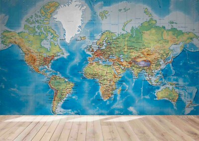 3D World Map Wallpaper Wall Mural Removable Self-adhesive Sticker8271