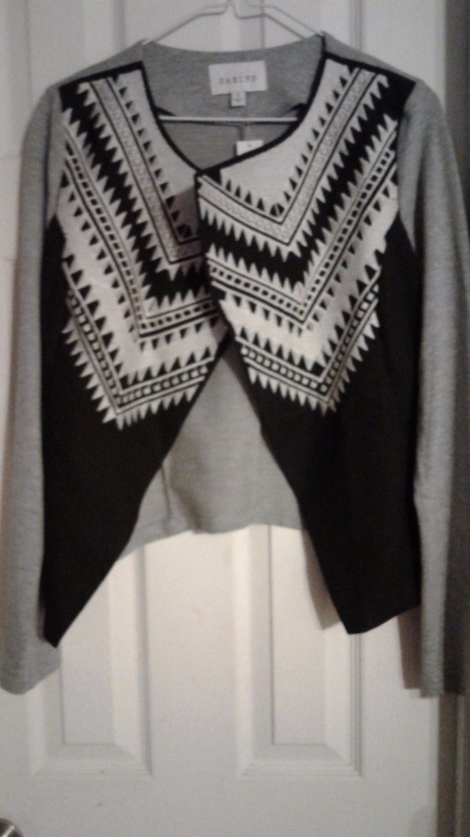 Boléro Manches Longues Imprimé Azteque Sabine - Noir/Gris/Blanc - Taille M - Neuf Avec étiquette