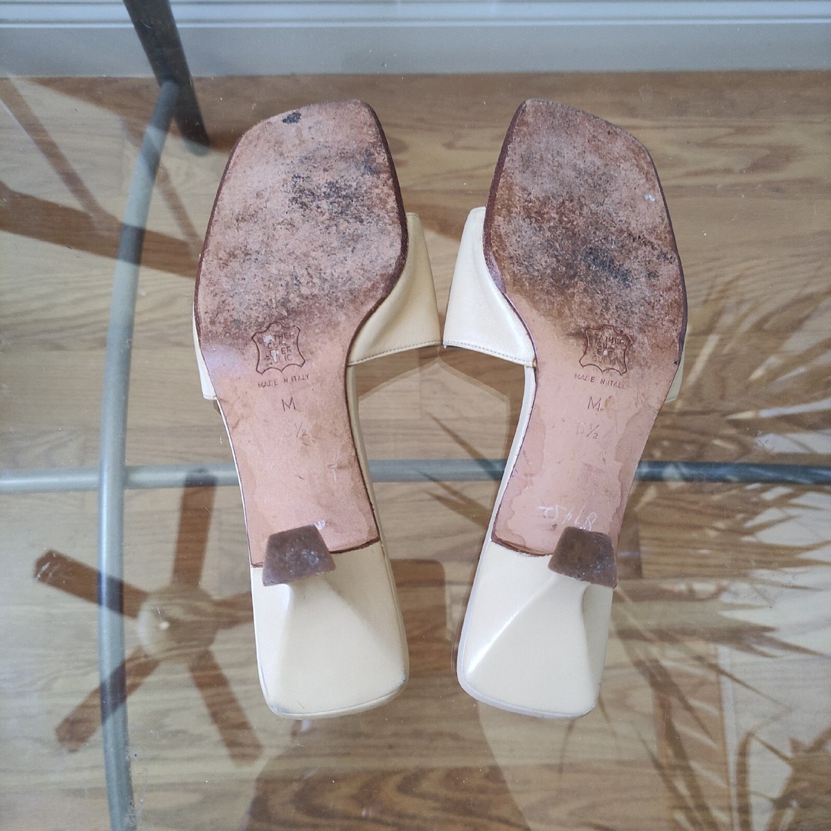 Fendi Square Toe Colorful Flower Heeled Slide Sandals