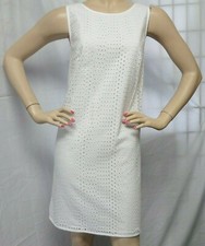 ANN TAYLOR WHITE EYELET CASUAL COCKTAIL SUMMER SHIFT DRESS SIZE: M NWT 