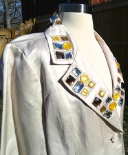 Biya Johnny Was Ivory Linen Blend Beaded Large Faux Gems Jacket Large EUC Bridal