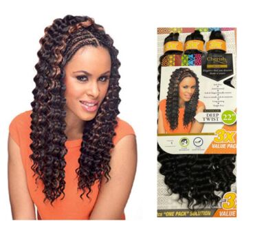 Cherish Bulk 3X Deep Twist gehäkelter Zopf Haarverlängerung 22'' Zoll UK Verkäufer