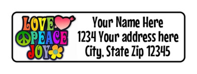 Aufkleber Adresse Wunschtext Peace Joy Herz O29|32-Sticker Etikett-6x3cm