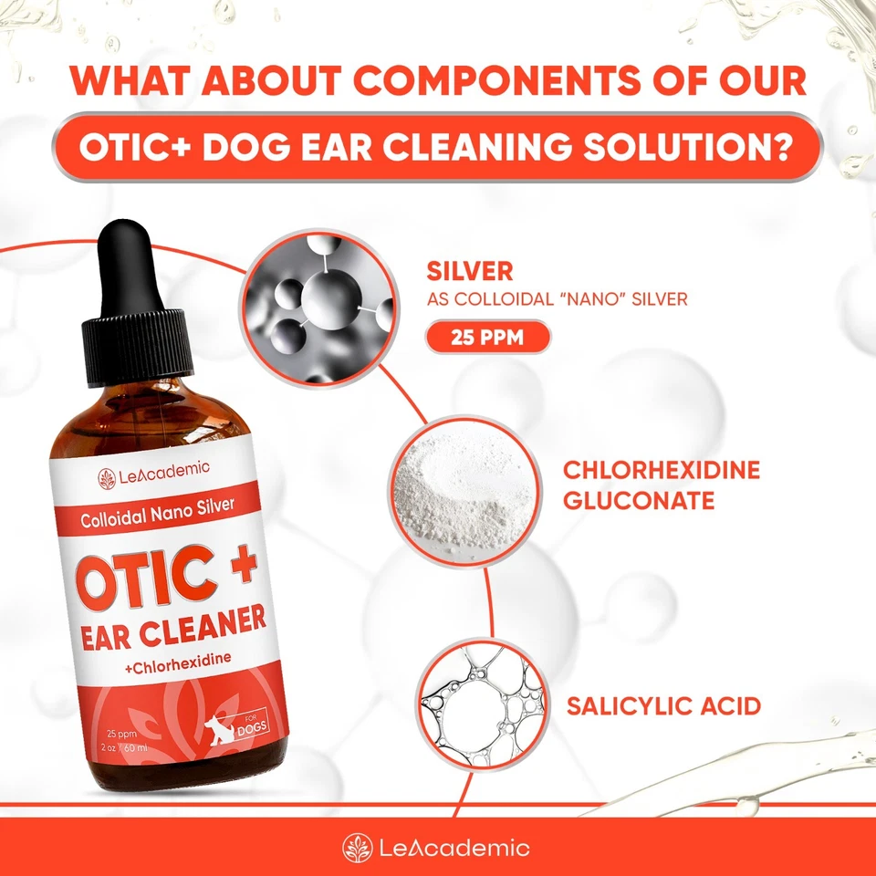 Tratamiento de infecciones de oído para perros | OTIC+ Limpiador de oídos | Nano plata y clorhexidina | Foto 3 de 4