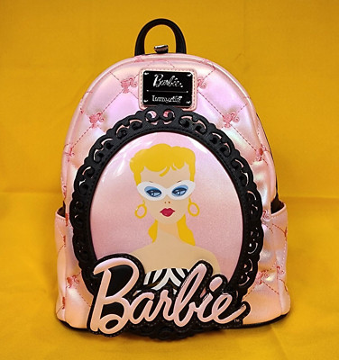 Loungefly Barbie Iridescent the Original Barbie 1959 Quilted Pink Mini Backpack