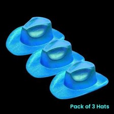 Sparkly Iridescent Glitter Space Blue Cowboy Hats - Pack of 3 by Party Glowz