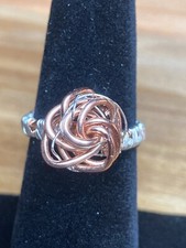 Rose Ring Silver Plated Copper/ Copper Protective Coat Sz 6 Handmade