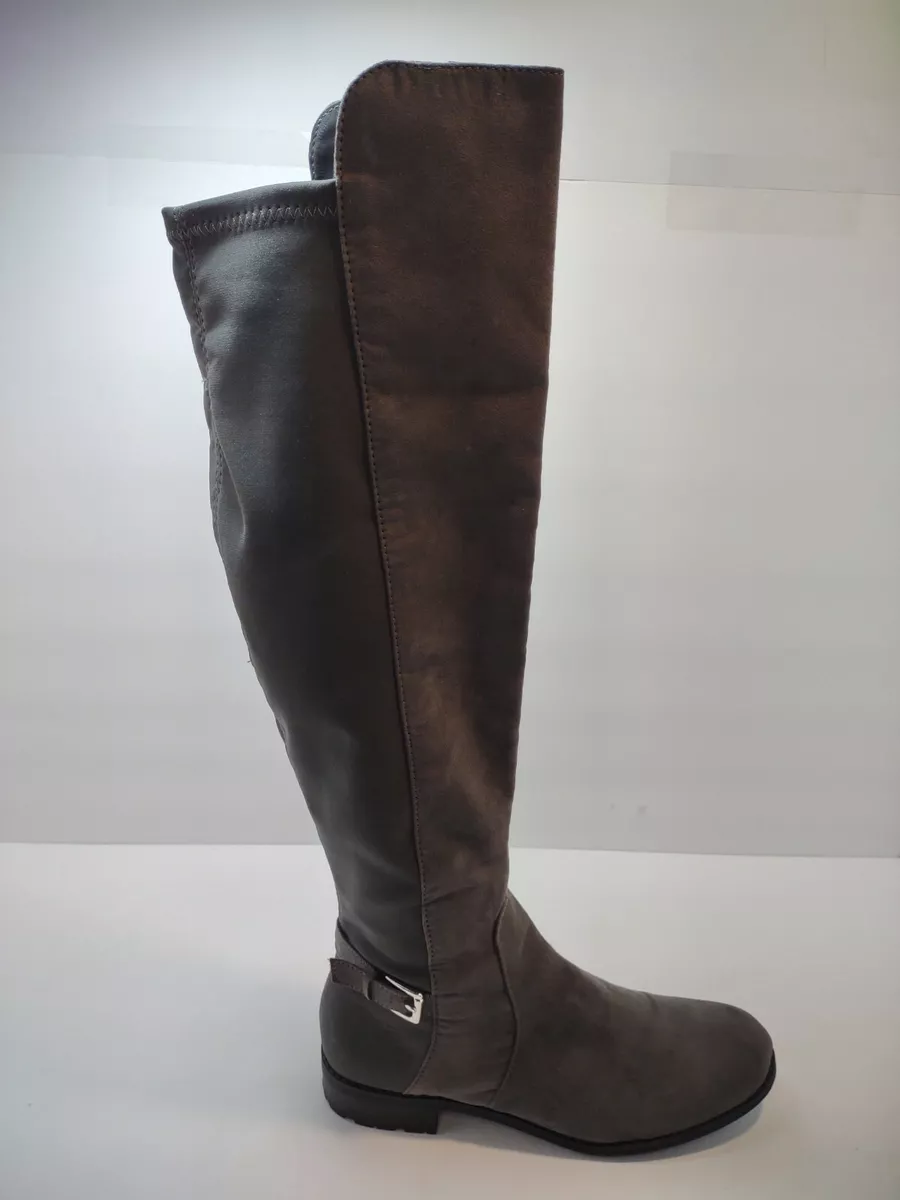 Liz Claiborne Faux Suede Gray Knee High Flat Boots Women s Size