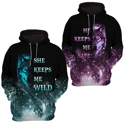 Personalized Wolf Queen And King Couple Matching Hoodie 3D Unisex S-5XL 
