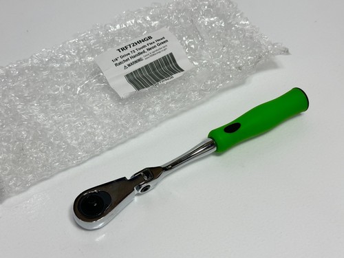 NEW Cornwell USA TRF72HNGB 1/4” Drive 72 Tooth Flex Head Ratchet Neon Green Soft - Picture 6 of 9