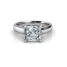 2Ct White Princess Cut Solitaire CZ Engagement Ring In 925 Sterling Silver