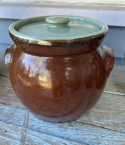 1950s Brown Turquoise Red Wing Pottery MCM Country Fair /Oomph Stoneware