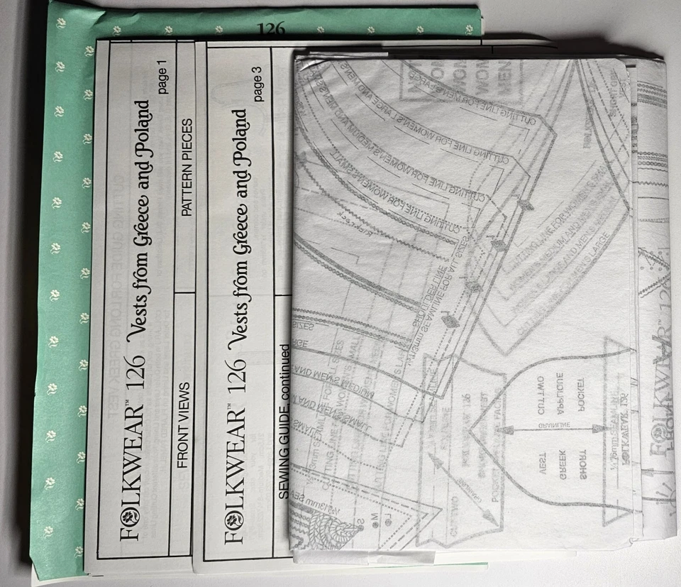 Chaleco Folkwear De Grecia Y Polonia 126 Hombre/Mujer DE COLECCIÓN 1982 Sin Usar-F3  Foto 3 de 3
