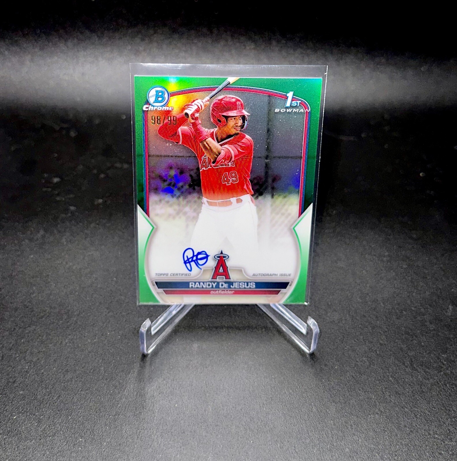 2023 Bowman Chrome 1st Green Auto Randy De Jesus  /99 Angels SP Refractor