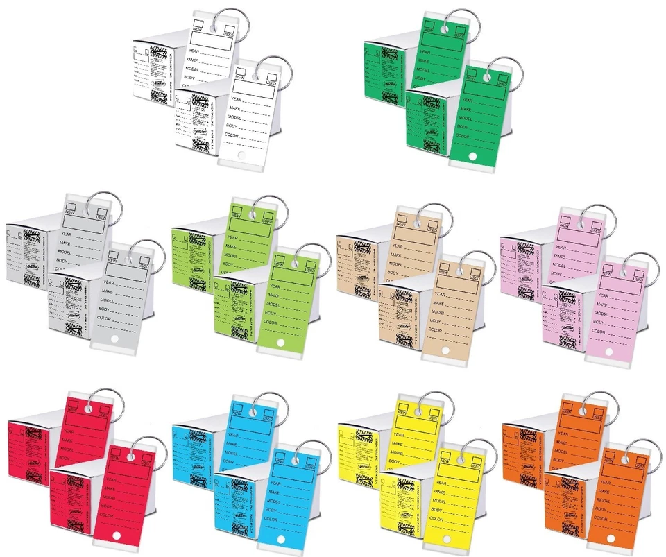 Versa-Tags Car Dealer 500 Key Tags Self Laminating With Metal Rings