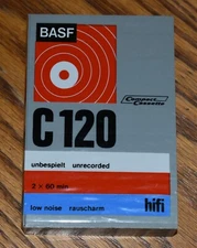 new sealed BASF HiFi Low Noise C120 C-120 Blank Audio Cassette Tape Germany