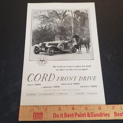 1929 Cord Front Drive Advertisement Vintage 1920s Auto Print Ad | eBay