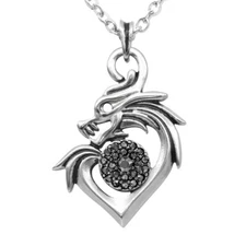 Heart Pendant Necklace Dragon Head Design Necklace with hematite