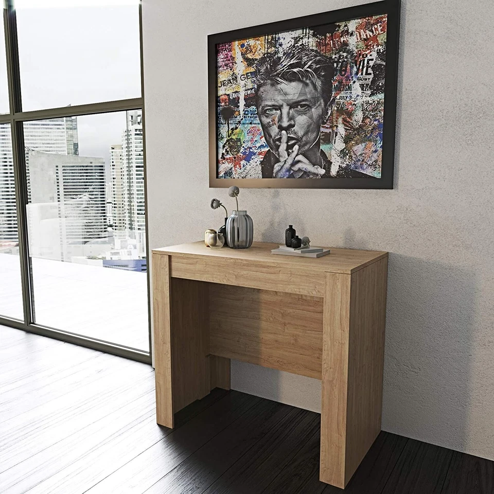 Tavolo consolle allungabile rovere 14 posti economico salvaspazio multiposizione - Immagine 3 di 4