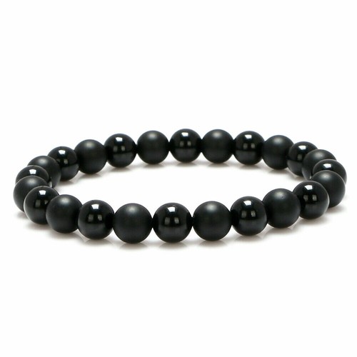 Minimalist Power Yoga Mala Bracelets Black Lava Stone Matte Onyx Gift Men Women - Picture 12 of 17