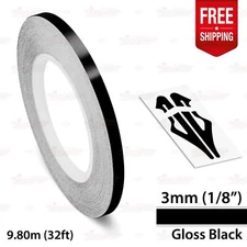 GLOSS BLACK 1/8" 3mm Roll PIN STRIPE Car Striping Line TAPE Decal Vinyl Sticker