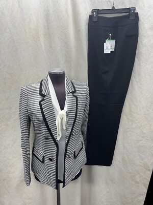 KASPER PANT SUIT/SIZE 14/INSEAM 32'/NEW WITH TAG/RETAIL$240/BLACK/WHITE