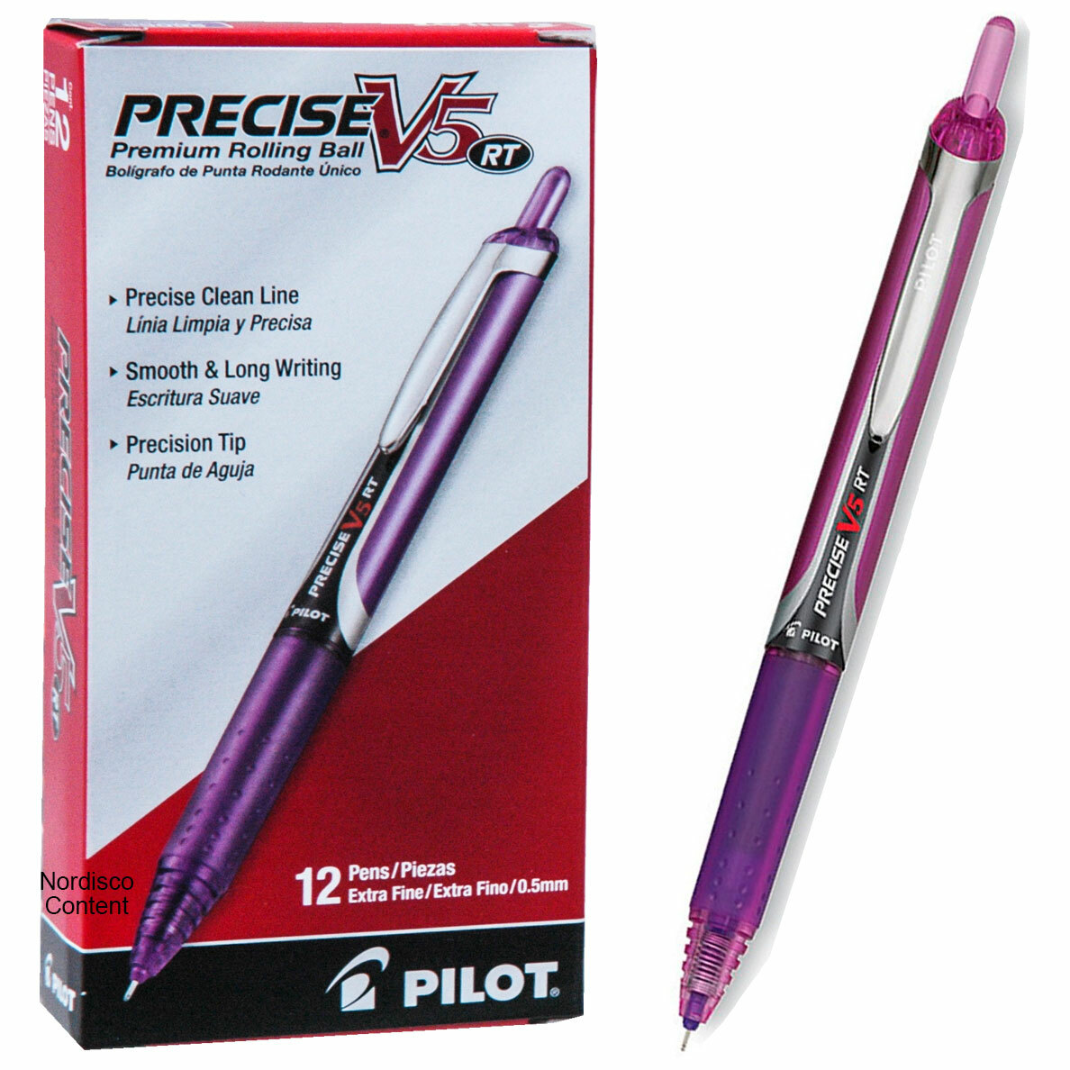 Pilot Precise V5 RT Rolling Ball Pen 26066, Purple Ink, 0.5mm Ex