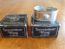 2 VINTAGE OLD SHEFFIELD HILDESHEIMER ROSE SILVER PLATE NAPKIN RING ITALY NEW OLD