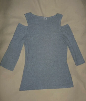 T-shirt haut gris en maille épaules dénudées manches coude PIMKIE M / 38-40 TBE - Photo 1/4