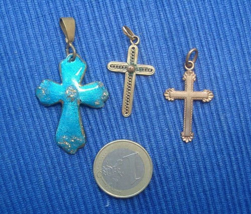 Pendentif Ancien En émaux Et Plaqué Or - Bijou Vintage - Occasion Bon état Avec Quelques Usures