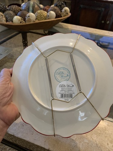 Pioneer Woman Cow Red Gingham Scalloped Salad Ceramic Plate 8.8” Farm WT Hanger - Picture 4 of 7