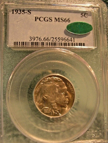 1935-S Buffalo Nickel - CAC GEM PCGS MS 66 SHINY buff looking for new herd