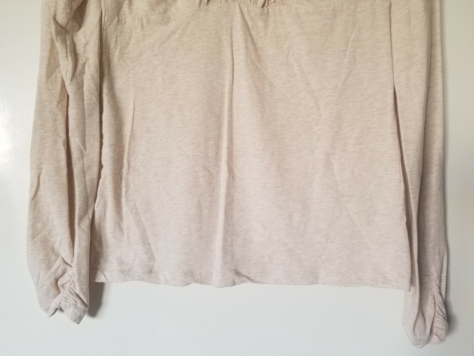 CAbi Basic Solid Tan Cream Long Sleeve Ruffle Nec… - image 3