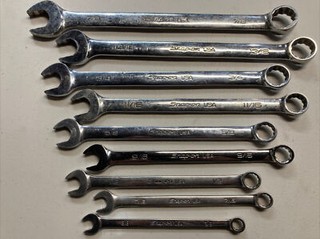 9pc Snap On USA SAE 12pt Flank Drive PLUS Combo Wrench Set SOEX series 3/8" 7/8"