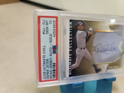 POP 1 PSA 10 DEREK JETER 2008 UD ULTIMATE /25 AUTO GOLD GAME USED ROAD JERSEY - Picture 2 of 6