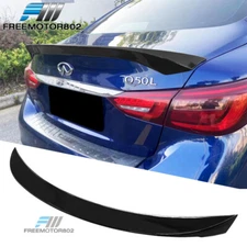 Fits 14-24 Infiniti Q50 Gloss Black Rear Trunk Spoiler Wing AS Style ABS